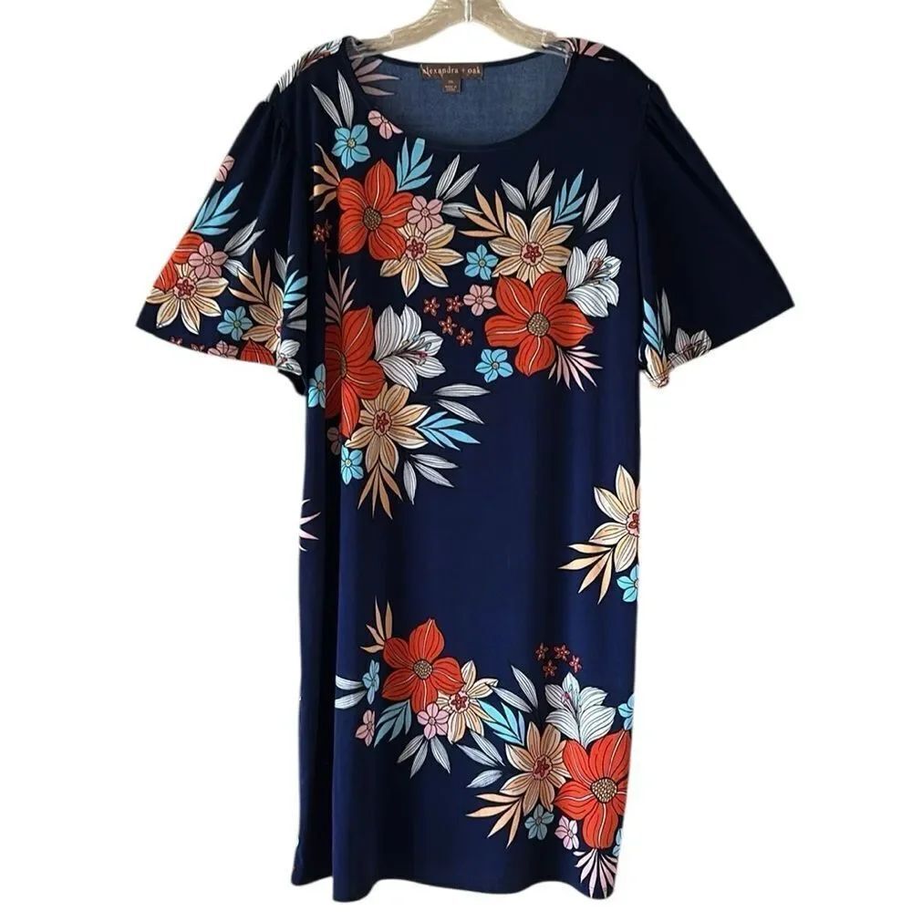 Alexandra + Oak Navy Floral Print Dress
